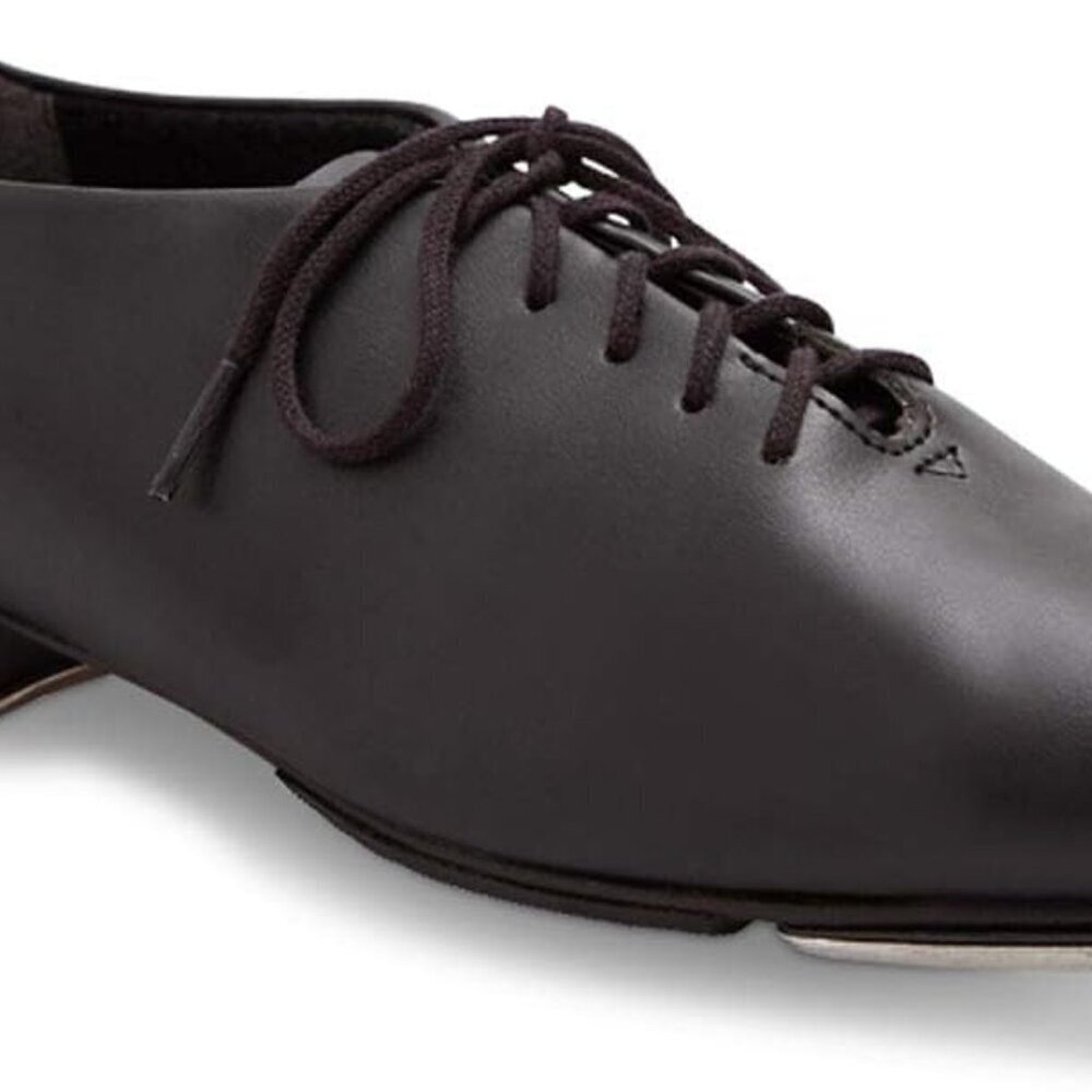 Women's Tap Shoes PU Leather Rubber Sole Lace-Up Oxford Toe Taps Black